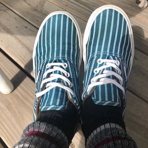 RARE light blue & navy striped authentic vans